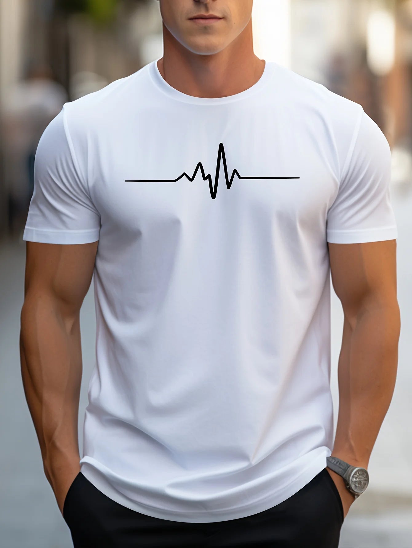 Men's 100% Cotton Summer Loose Size Creative Graphic Printed Slim