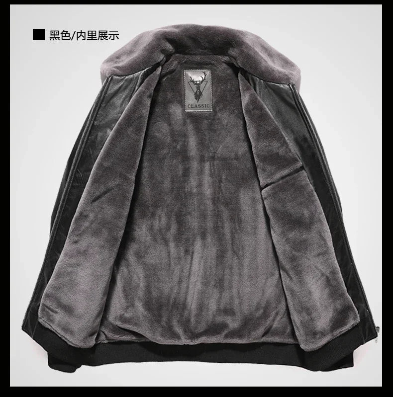 Leather Jacket Men Winter Fleece Warm Motorcycle Coats Mens Fashion New Biker