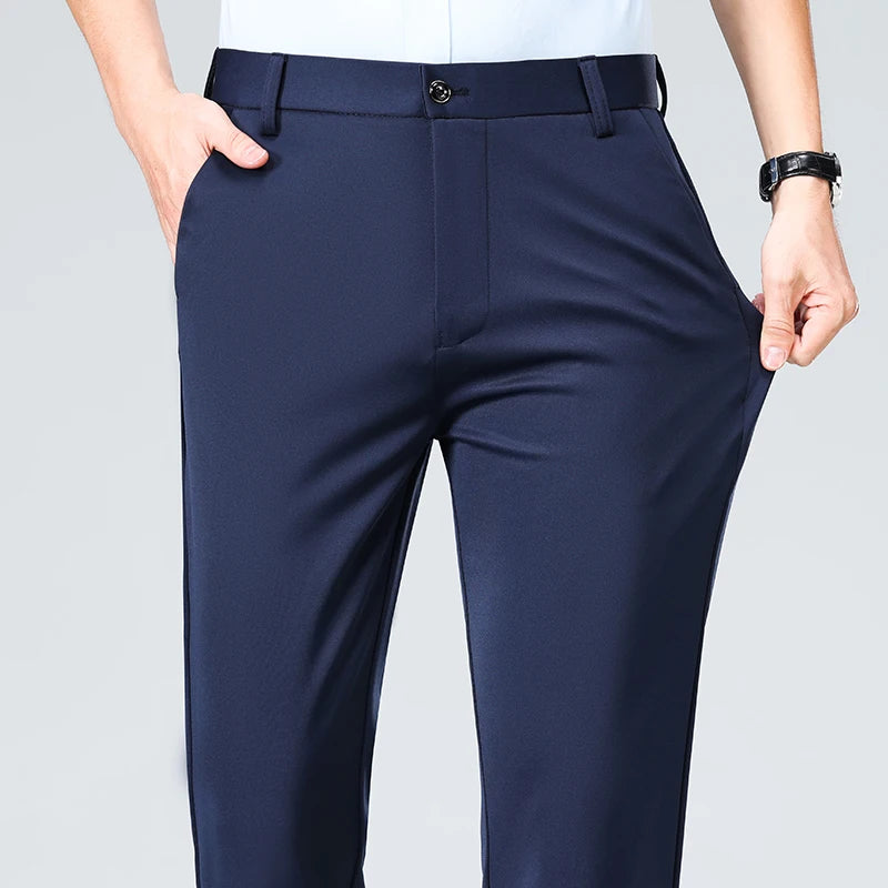 Men's Summer Autumn Slim Fit Trousers, Formal Suit Pants