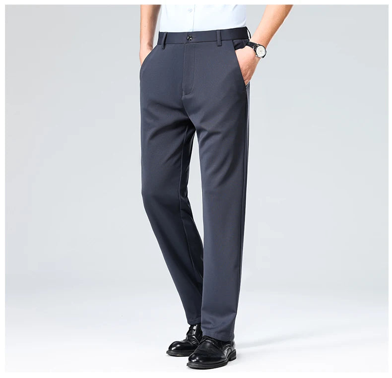Men's Summer Autumn Slim Fit Trousers, Formal Suit Pants