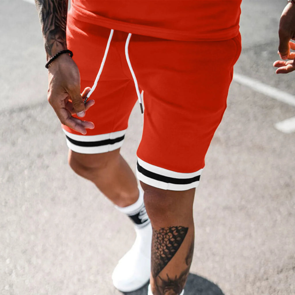 Men's Summer Loose Suit  Short-sleeved And Shorts Sporty And Casual Round-neck Two-piece