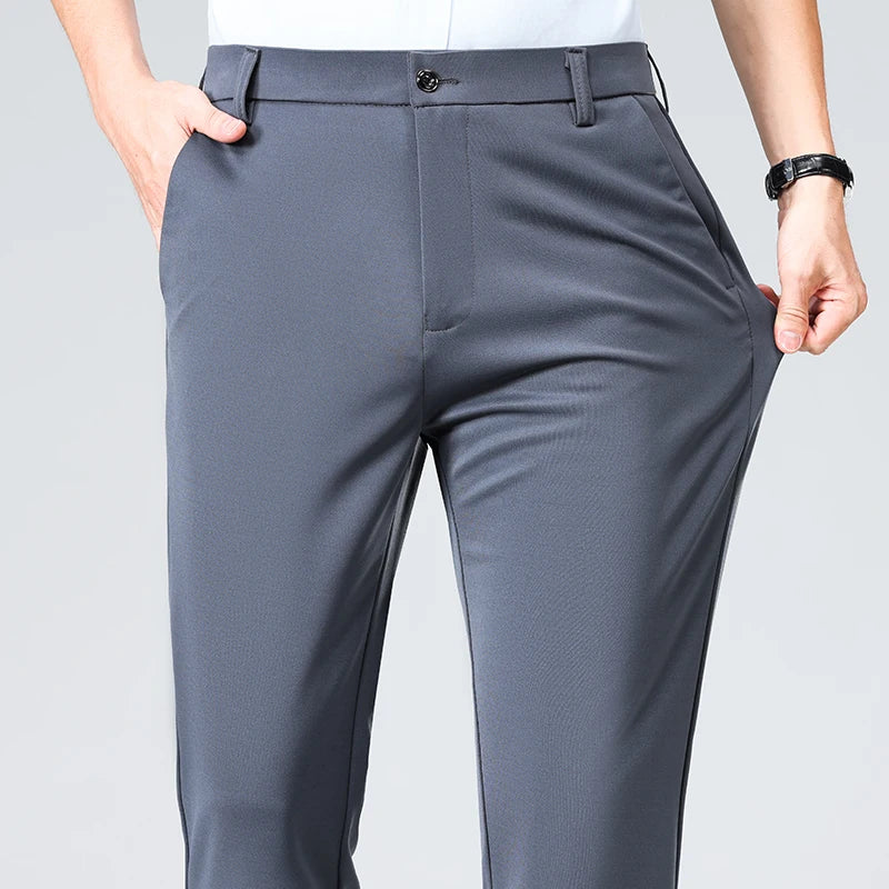 Men's Summer Autumn Slim Fit Trousers, Formal Suit Pants