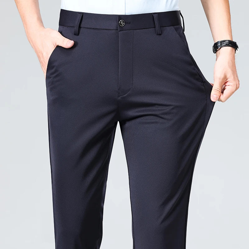 Men's Summer Autumn Slim Fit Trousers, Formal Suit Pants