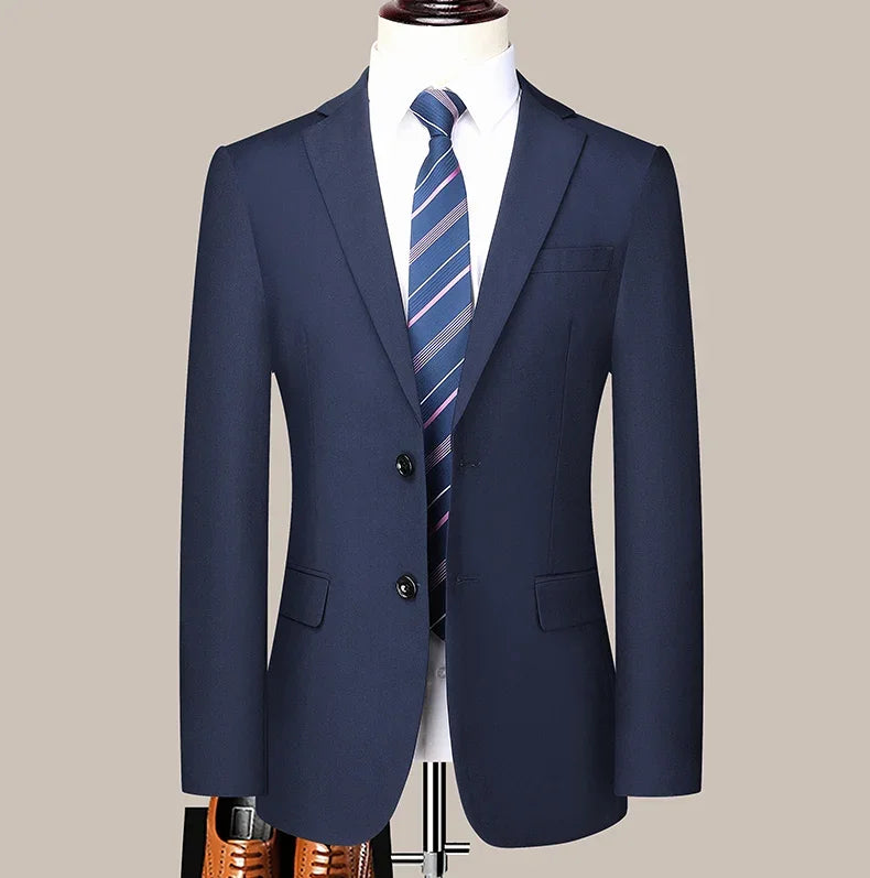 Suit (Blazer+ Pants) Men's Fashion Business Outdoor Trend Solid Color Casual Slim