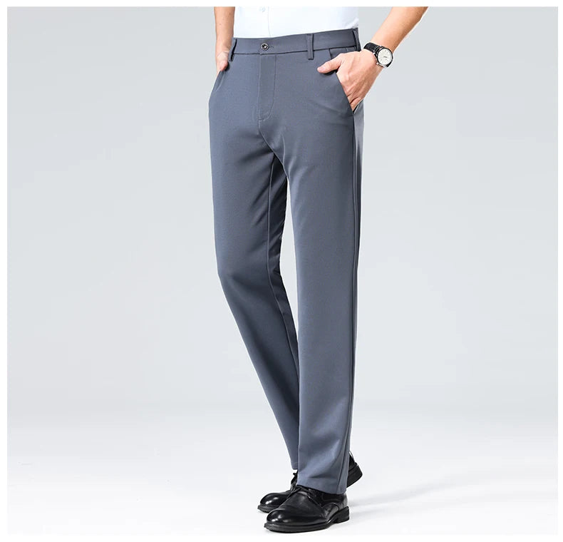 Men's Summer Autumn Slim Fit Trousers, Formal Suit Pants