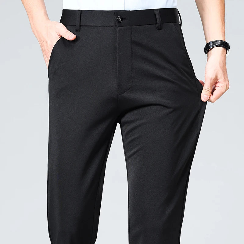 Men's Summer Autumn Slim Fit Trousers, Formal Suit Pants