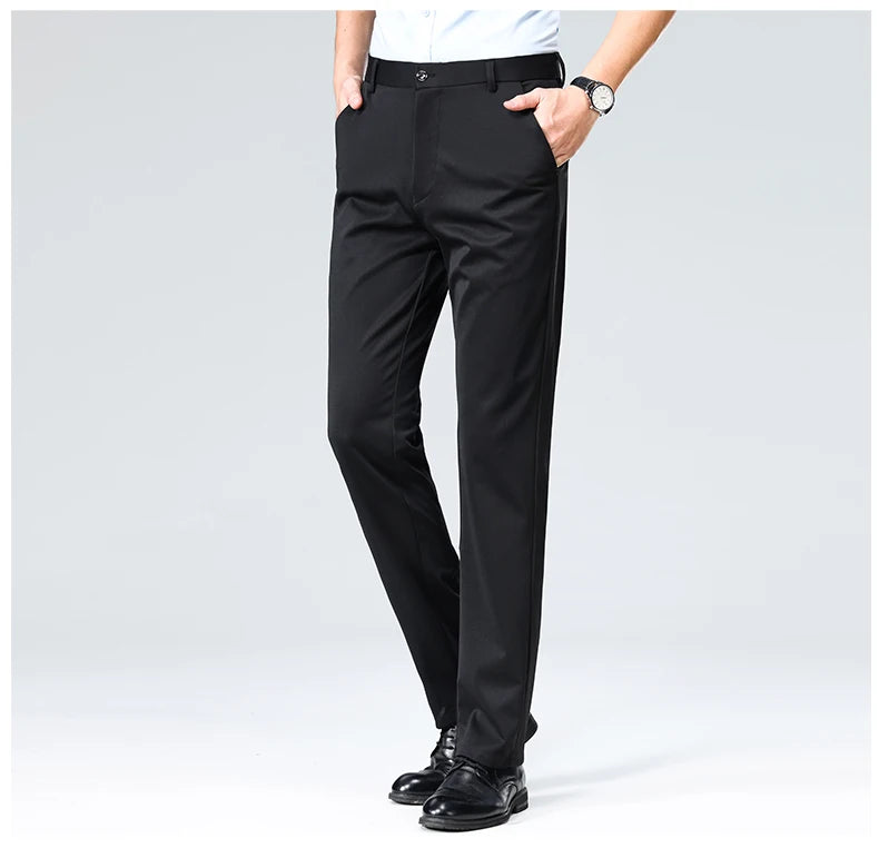Men's Summer Autumn Slim Fit Trousers, Formal Suit Pants