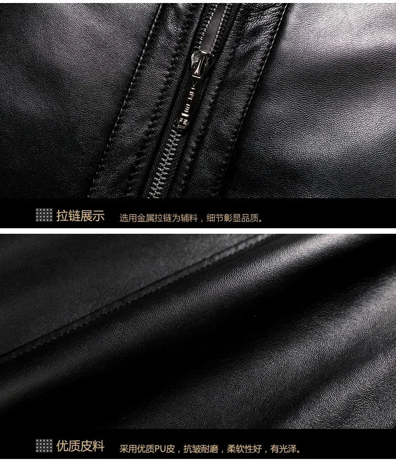 Leather Jacket Men Winter Fleece Warm Motorcycle Coats Mens Fashion New Biker