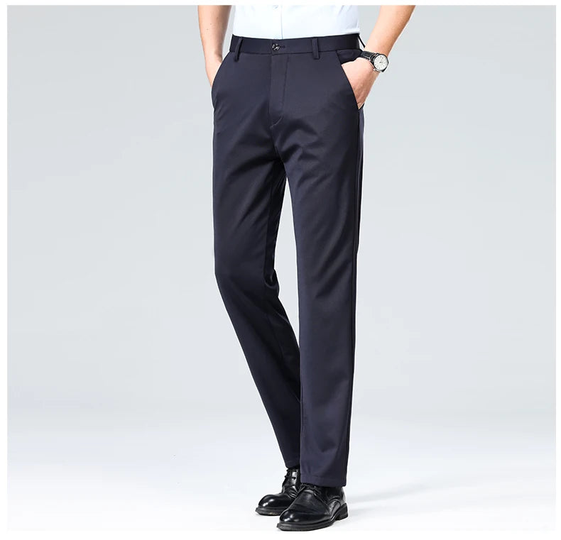 Men's Summer Autumn Slim Fit Trousers, Formal Suit Pants