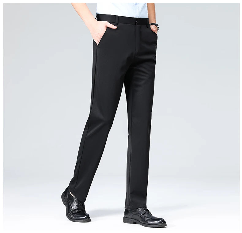 Men's Summer Autumn Slim Fit Trousers, Formal Suit Pants