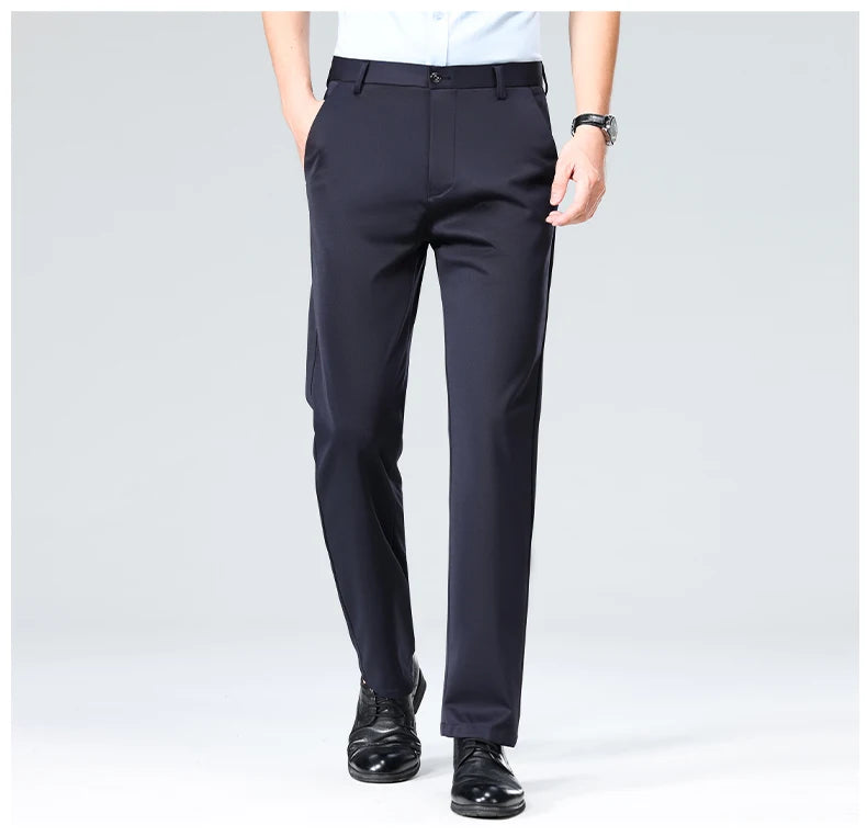 Men's Summer Autumn Slim Fit Trousers, Formal Suit Pants
