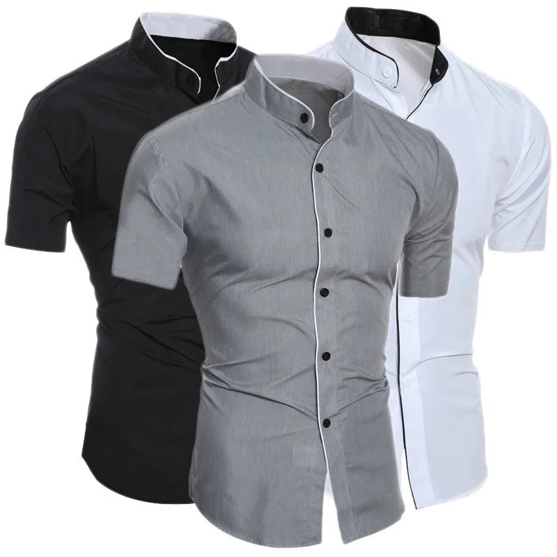 New Men's Solid Color Casual Commuting Short Sleeved Shirt