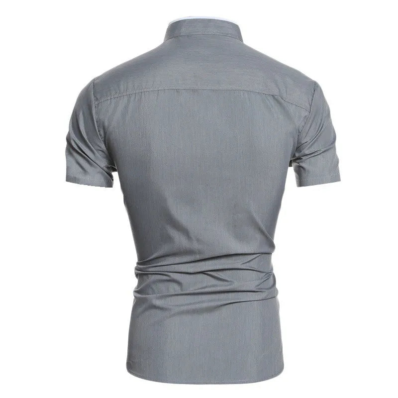 New Men's Solid Color Casual Commuting Short Sleeved Shirt