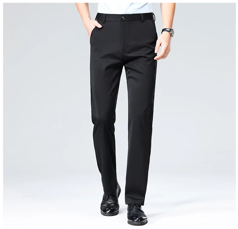 Men's Summer Autumn Slim Fit Trousers, Formal Suit Pants