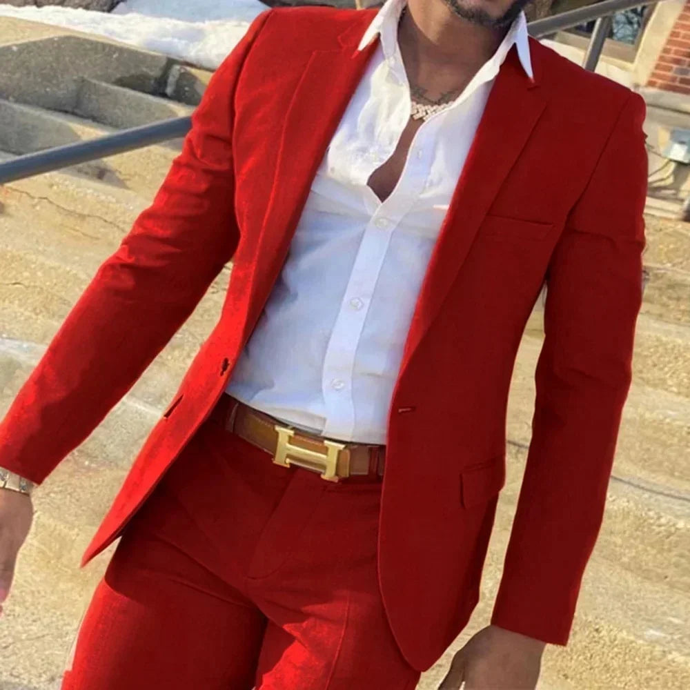 Men's suit is a 2-piece set of outerwear, jacket and trousers for business