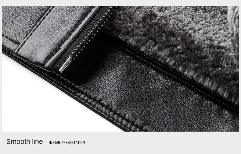 Leather Jacket Men's Winter Luxury Clothing Fur One-piece Thickened Biker