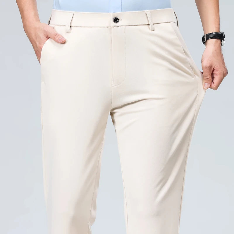 Men's Summer Autumn Slim Fit Trousers, Formal Suit Pants