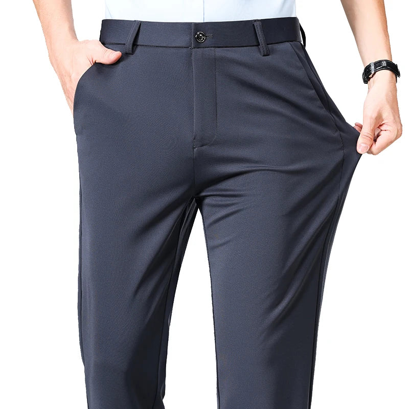 Men's Summer Autumn Slim Fit Trousers, Formal Suit Pants