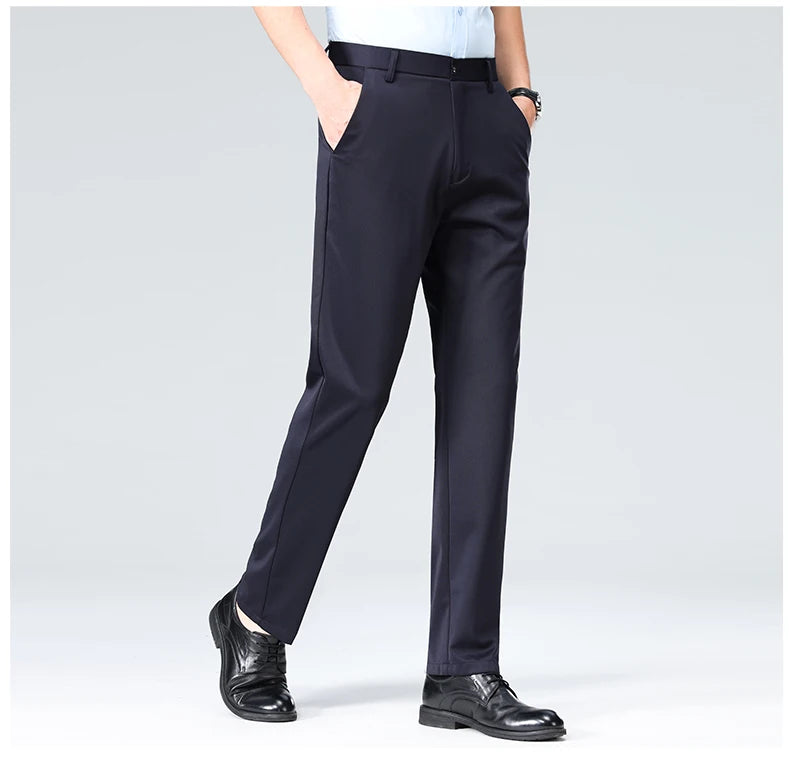 Men's Summer Autumn Slim Fit Trousers, Formal Suit Pants