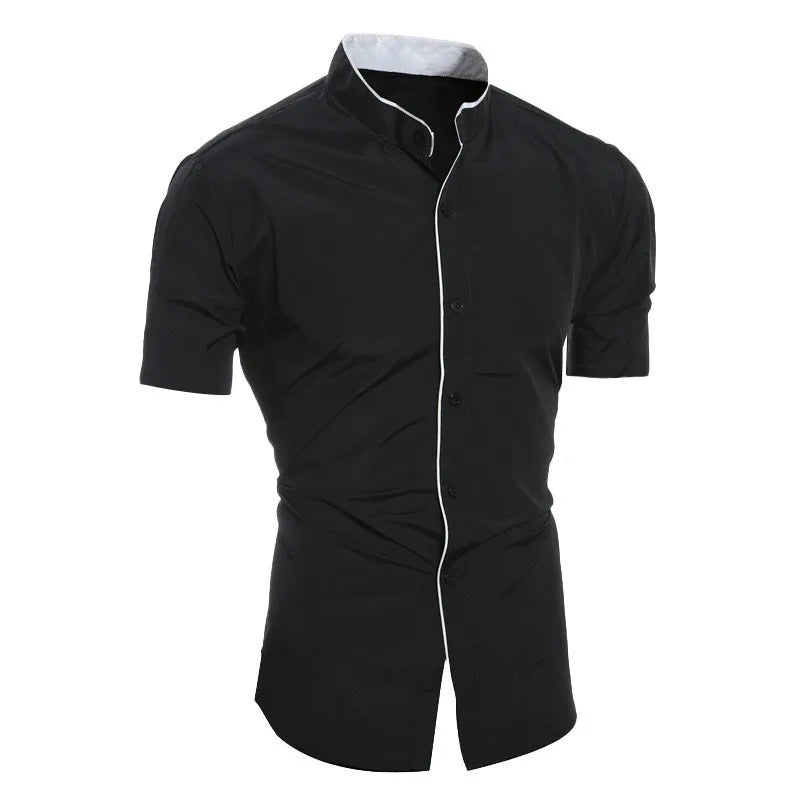 New Men's Solid Color Casual Commuting Short Sleeved Shirt
