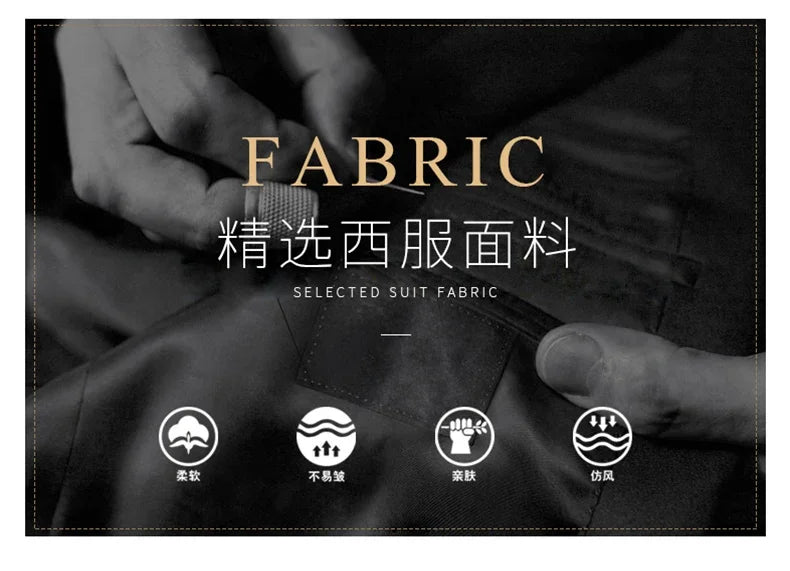 Suit (Blazer+ Pants) Men's Fashion Business Outdoor Trend Solid Color Casual Slim