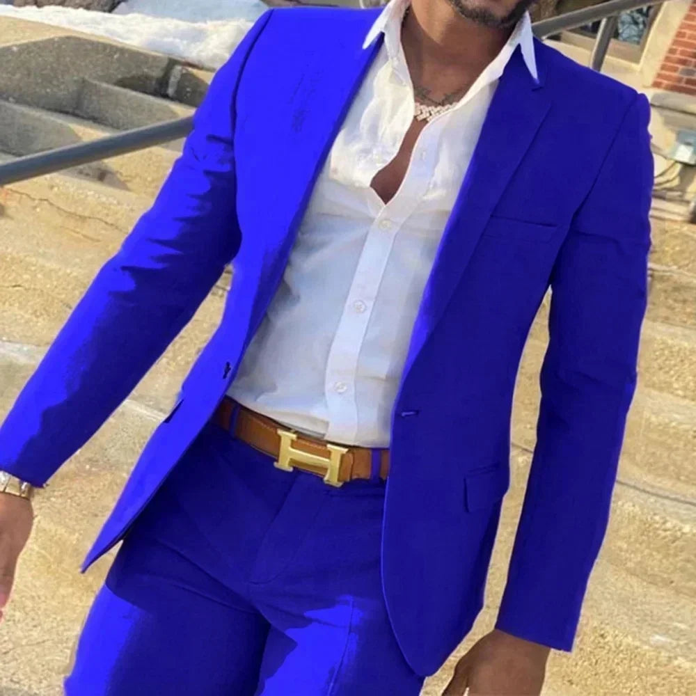 Men's suit is a 2-piece set of outerwear, jacket and trousers for business