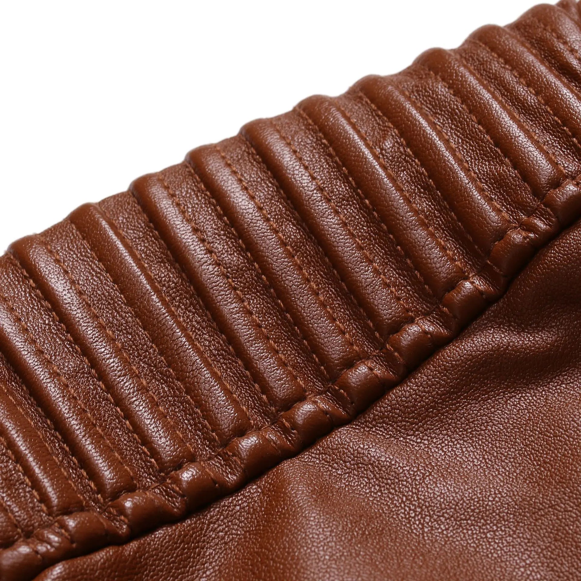 Men's Leather Jacket 2025 New Spring And Autumn Thin Style Stand Collar Striped