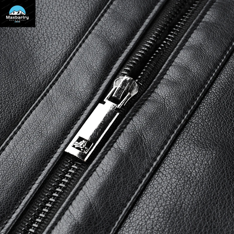 Leather Jacket Men's Winter Luxury Clothing Fur One-piece Thickened Biker