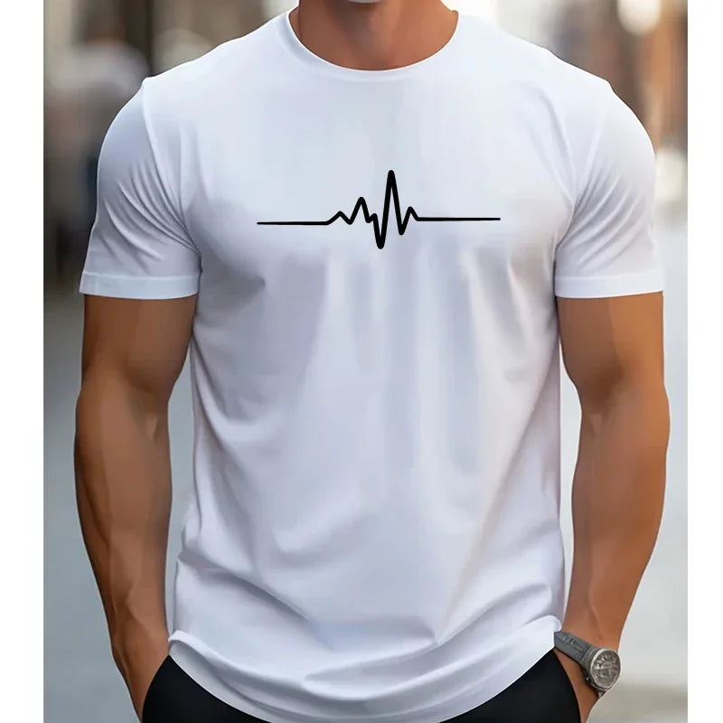 2025 Men's 100% Cotton Summer Loose Size Creative Graphic Printed Slim