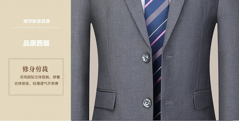 Suit (Blazer+ Pants) Men's Fashion Business Outdoor Trend Solid Color Casual Slim