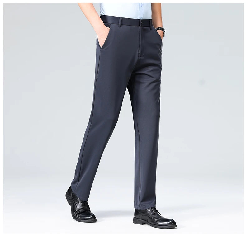 Men's Summer Autumn Slim Fit Trousers, Formal Suit Pants