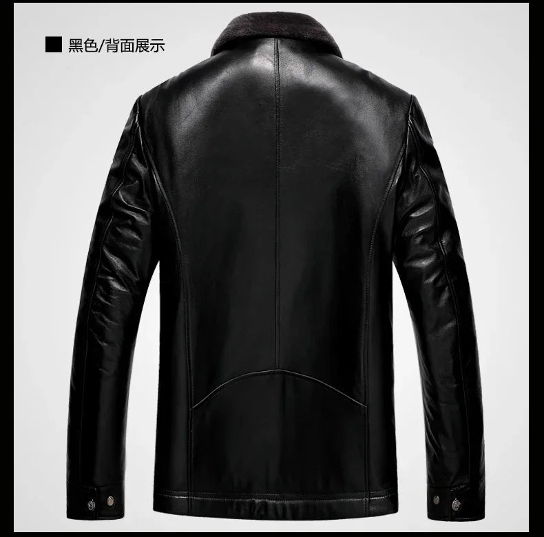 Leather Jacket Men Winter Fleece Warm Motorcycle Coats Mens Fashion New Biker