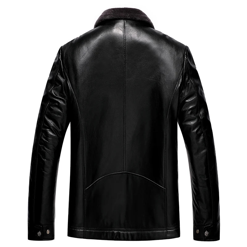 Leather Jacket Men Winter Fleece Warm Motorcycle Coats Mens Fashion New Biker