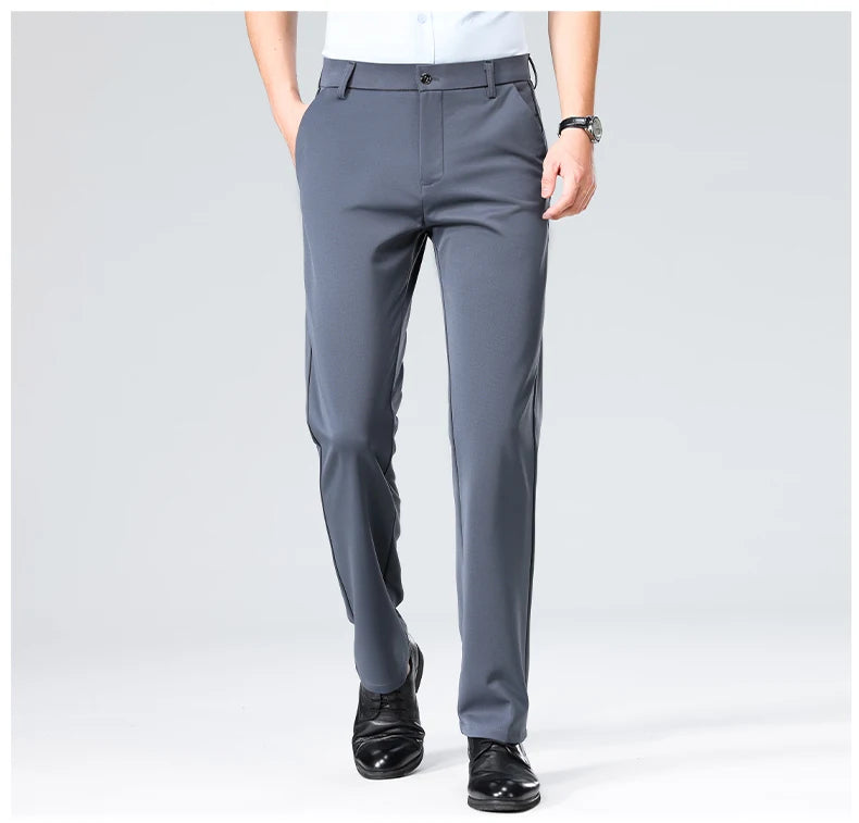 Men's Summer Autumn Slim Fit Trousers, Formal Suit Pants