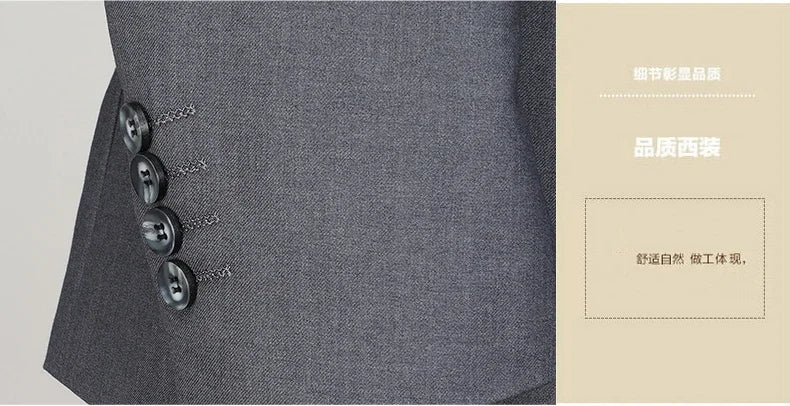 Suit (Blazer+ Pants) Men's Fashion Business Outdoor Trend Solid Color Casual Slim