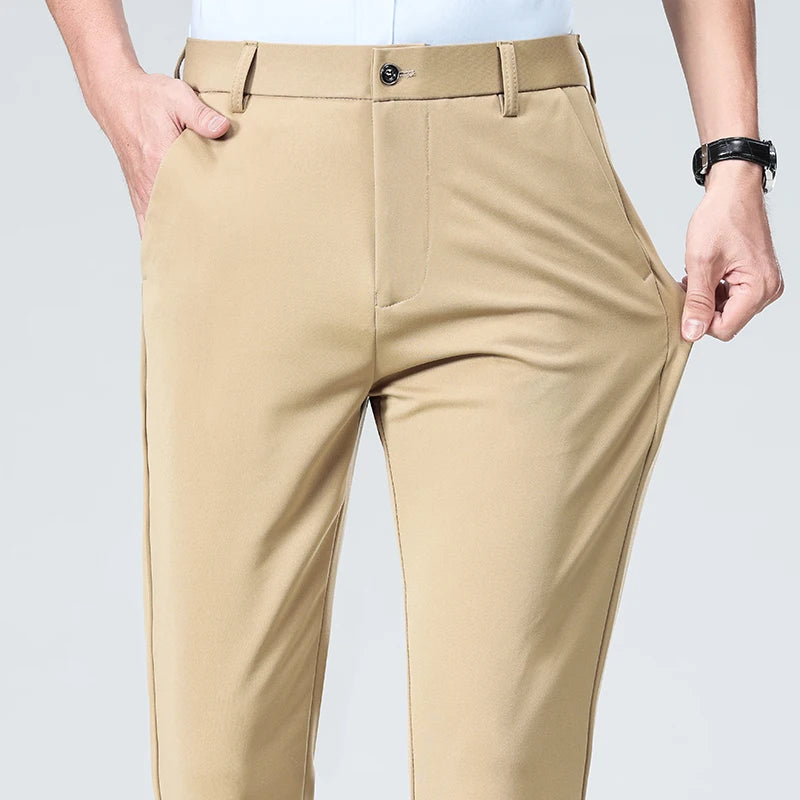 Men's Summer Autumn Slim Fit Trousers, Formal Suit Pants