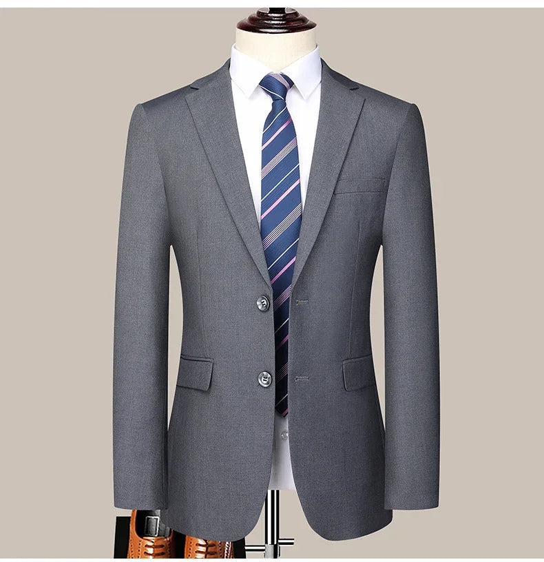 Suit (Blazer+ Pants) Men's Fashion Business Outdoor Trend Solid Color Casual Slim